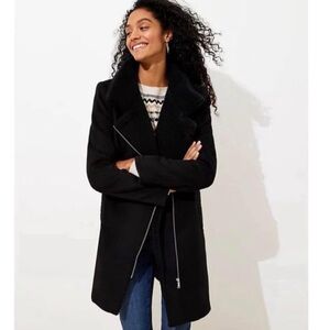 Loft by Ann Taylor Blk Wool Blend Sherpa Jacket